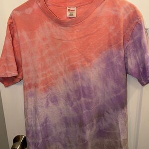 Hanes Tie-Dye T-Shirt in Coral and Lavender